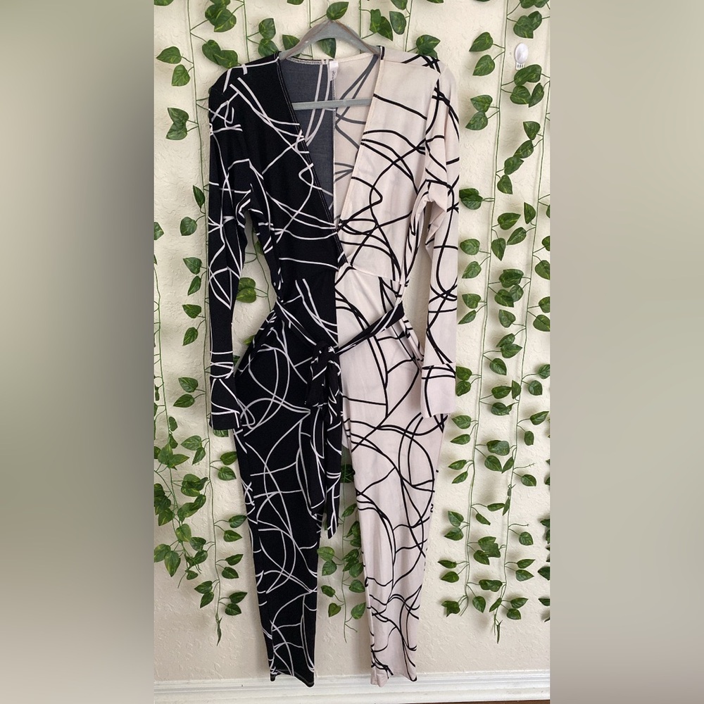 Black and White Geometric Jumpsuit